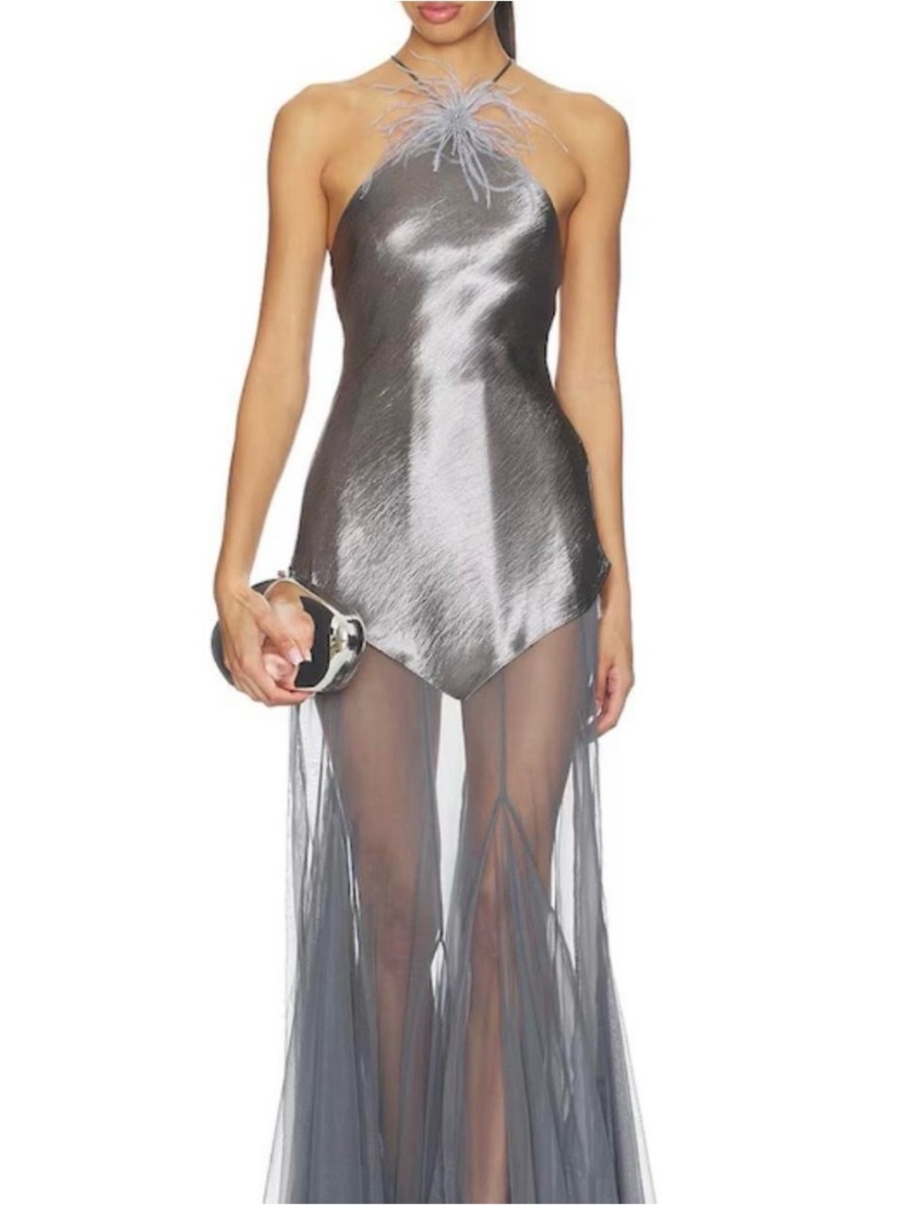 Jaded London halterneck Satin Mesh Maxi Dress